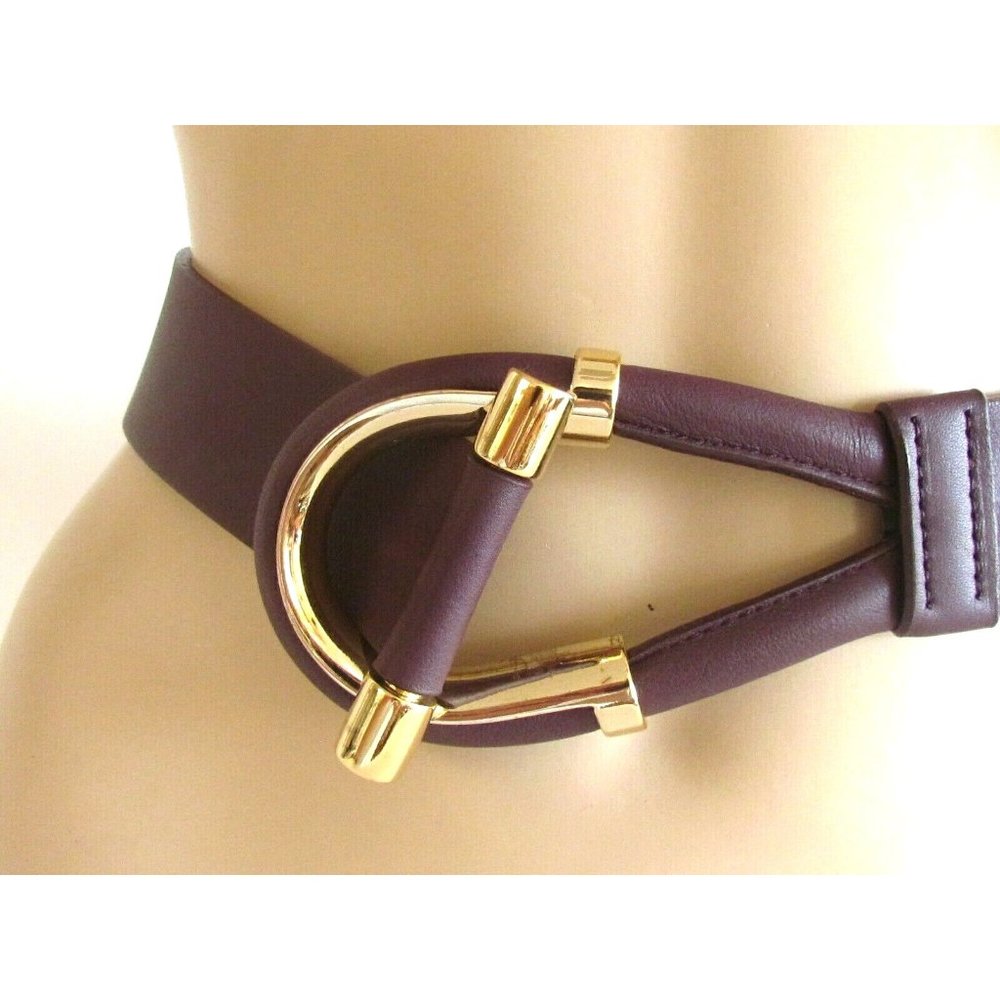 Worth New York Purple Leather Toggle Belt 42" Long Designer Belt Large
